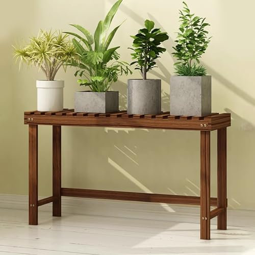 SZKTHD Blumenständer Aus Holz Mehrstöckiges Pflanzenregal Für Innen Balkon-Pflanzenständer Sukkulentenhalter Pflanzentreppe Für Innen Und Außen(Brown,98X25X45CM)