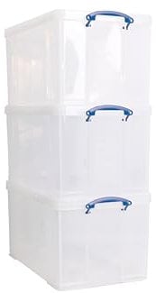 Really Useful Plastic Storage Box 84L Clear Pack Of 3