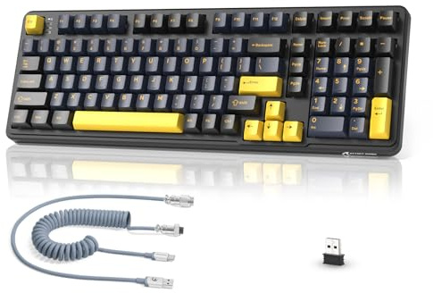 MAMBASNAKE x Attack Shark X98 Gasket Mechanical Keyboard 102 Key,Wireless Gaming Keyboard with Coiled Cable,Tri-Mode 2.4G/BT/USB-C,Hot Swappable Linear Switch with Numpad,RGB,NKRO for Win/Mac(Black)