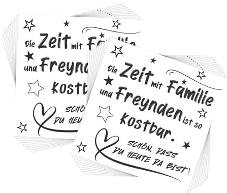 FloralGrace 40 Stück Servietten Geburtstag, Schön DASS Du Da Bist,Kostbare Zeit Familie Freunde Spruch Servietten für Tischdeko Hochzeitsfeier Jubiläums Themenparty
