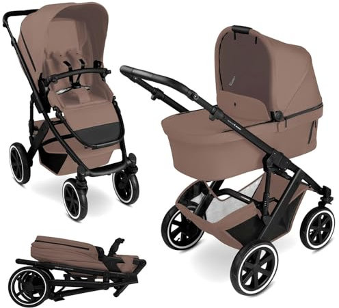 ABC Design Kinderwagen Salsa 5 Air - 2in1 Kombi-Kinderwagen ab Geburt mit Luftreifen, Federung & großer Babywanne (Dark Beige)