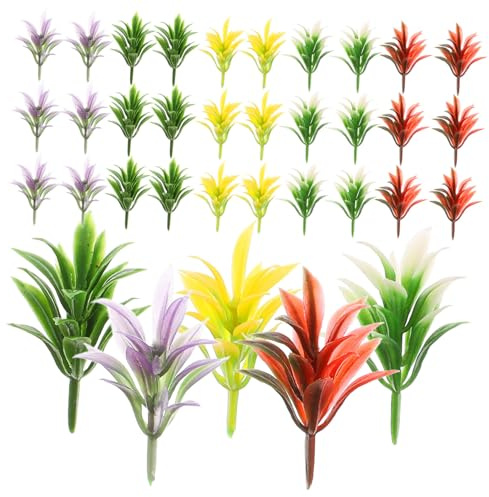 LIGHTAOTAO 50 Piezas Plantas Artificiales Miniatura Coloridas Duradero y Realista para Dioramas Ferroviarios Manualidades y Decoración de Jardines Miniatura