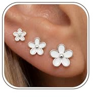 YADOCA 3 Paar Ohrstecker Silber 925 Ohrringe für Damen Mädchen Hypoallergen Klein Blumen Ohrstecker mit 5A+Zirkonia Helix Knorpel Ohrringe Silber/Gold/Roségold/Schwarz