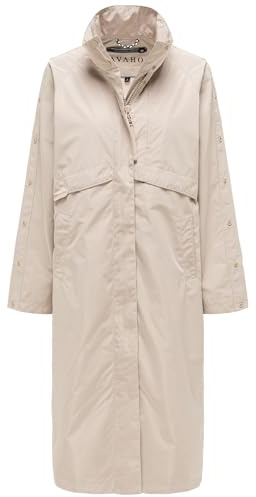 Navahoo Damen wasserdichter Parka lange Übergangsjacke mit krempelbaren Ärmeln Zenblüte 14 XS-3XL