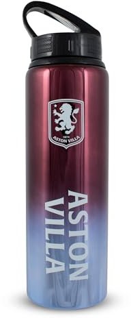 Hy-Pro Aston Villa F.C 750ml Aluminium UV Sports Water Bottle | Officially Licensed, Aston Villa Water Bottle with Integrated Folding Straw, Neochrome Finish, Leakproof, Lightweight