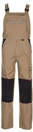Planam 2135050 Canvas 320 Latzhose, Khaki/Schwarz, Größe 50