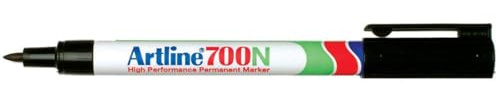 Artline Ek700 0.7mm Slim Line Body with Pocket Clip Refillable Permanent Marker - Aluminium/ Black