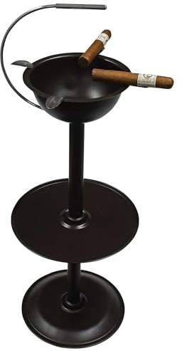 Stinky Cigar Floor Ashtray - Windproof 24-Inch Tall Stainless Floor Ashtray with Accessory Tray, 4 Stirrups, and Carry Handle - Removable Deep Bowl, Heat Resistant and Easy to Clean - Chocolate Brown
