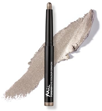 Mii Cosmetics Forever Eye Colour Crayon | Long-Lasting Cream Eyeshadow Stick | Highly Pigmented & Crease-Resistant | Multipurpose to Shape, Define, & Line Eyes | Metallic Silver Taupe | Oyster