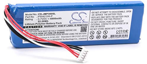 vhbw Li-Polymer battery 6000mAh (3.7V) for speakers replaces JBL P5542100-P
