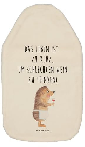 Mr. & Mrs. Panda Wärmflasche Igel Wein - Geschenk, Gute Laune, Weinglas, Tiere, Rotwein, Kleine Wärmflasche, Weißwein, Wein Deko, Bettflasche,