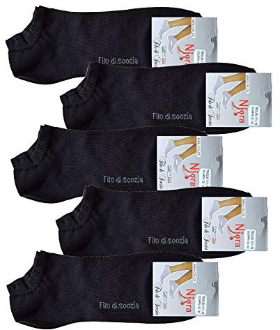 Nigra. 5 Paia Minicalza - Fantasmini 010F in filo di scozia - 100% Cotone Makò. (Nero, 12,5/13-45/47)