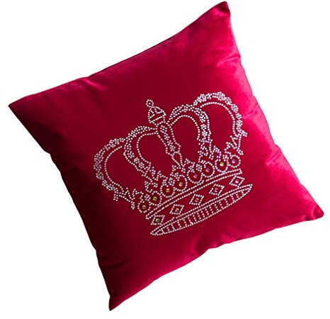 JK Home Samt-Kissenbezug, für Sofa, Bett, Schlafzimmer, Hotel, Hochzeit, Rot, 45 x 45 cm