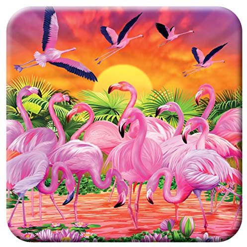 3D LiveLife Kork Matte - Flamingo Lingo von Deluxebase. Linsenförmige-3D-Kork Safari Untersetzer. rutschfeste Getränkematte mit Originalkunstwerk lizenziert vom bekannt Künstler Michael Searle
