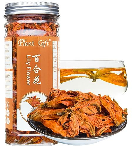 Plant Gift 100% Pure Natural Lily Tea, Lilie, 百合 Lilienblume, Perfekt für Alle Arten Von Handwerk, Premium Lilien, die den Schlaf verbessern, getrockneter Bio-Gesundheits Lilienblüten Tee 35g/1.23oz