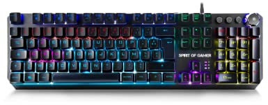 Spirit Of Gamer - XPERT-K400 - Clavier Mécanique Switch Bleu AZERTY - Rétro Eclairage RGB 20 Modes – 3 Profils – 12 macros - Câble 180cm – Anti-Ghosting Touch