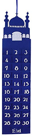 Ramadan-Kalender zum Aufhängen, Filz, Eid Mubarak, Wand-Countdown-Kalender mit 30 nummerierten Taschen