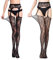 Verterosie 2 Paar Sexy Strumpfgürtel Oberschenkelhohe Strümpfe Damen Schwarz Blumenmuster Strumpfhosen Netzstrümpfe Hohe Taille Hosenträger (stil 3)