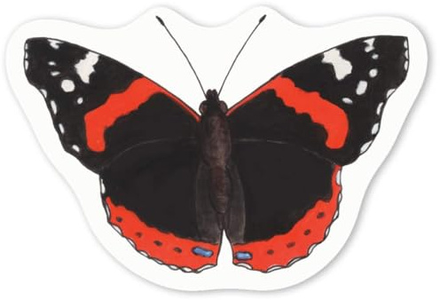 Azeeda 4 x Klein 50mm 'Roter Admiral Schmetterling' Permanente Aufkleber (DW00028545)