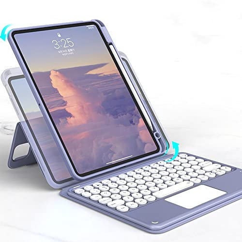 HENGHUI Vertical Magnetic iPad 9th 8th 7th Generation Air 3rd Gen Pro 10.5 Keyboard Case with Touchpad Detachable Magic Back Clear Cover with Pencil Holder (LightBlue)