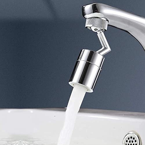 ZELAITE 720 Grad schwenkbarer Wasserhahn-Strahlregler, Luftsprudler Wasserhahn Aufsatz, Dual-Funktions-Badezimmerarmatur montiert für Gesichtswäsche, 22 mm Innengewinde – Poliertes Chrom (A)
