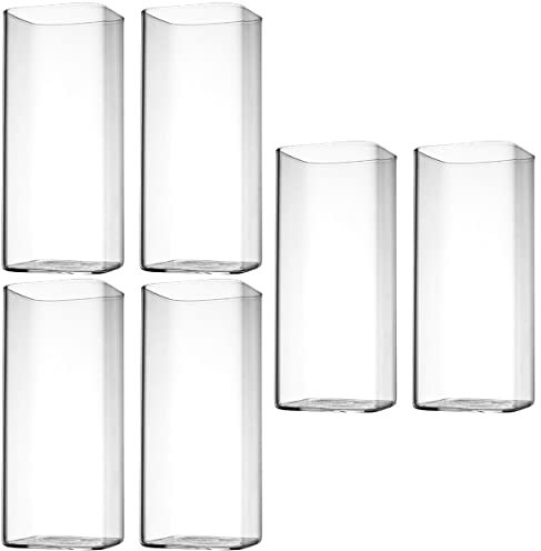 DOITOOL 6 vasos transparentes de 13 onzas de cristal cuadrado de cristal en juego de 6 elegantes vasos de bar para agua, zumo, cerveza, así como cócteles y bebidas mixtas