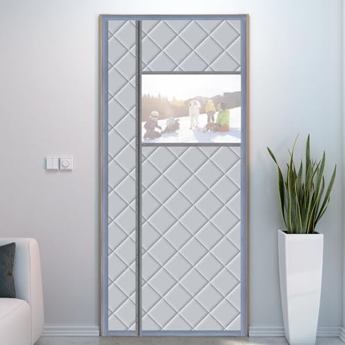 Thermovorhang Kälteschutz 100X220CM Magnet Wärmeschutzvorhang für Türen ohne bohren Thermovorhang Gegen Kälte und Hitze Türvorhang Wasserdicht Winddicht Haustierfreundlich mit Sichtfenster