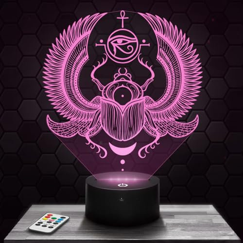 Lampephoto.fr Nachttischlampe Ägyptischer Skarabäus deko Talisman Ägypten. Geschenkidee Mann Frau objekt Ägyptischer Skarabäus Nachtlicht Erwachsene deko Zimmer. Weihnachten
