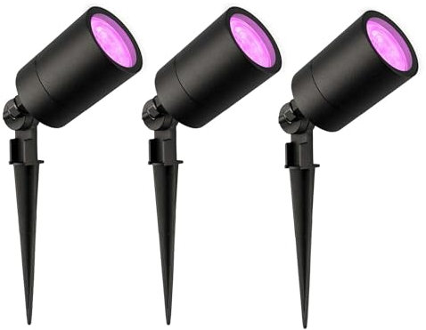 Ledvion - 3X RGBWW LED Strahler, Schwarz, IP65, 5W, RGBWW, 2 Meter Kabel, LED Strahler, Außen Garten Spot