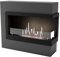 GLOW FIRE Ethanol Kamin Halden MINI rechtsoffen (Standkamin) - Bioethanol Kaminofen für Indoor mit Holz-Fassade, 3 h Brenndauer, über 2kW Heizleistung, 90 x 80 x 30 cm - Grau