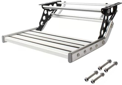 JCSRYD Marche Pied Camping Car, Marche Électrique Automatique/Manuelle, Capacité de 150 kg, Marche Pliante en Alliage D'aluminium avec Lumière LED (Color : Manual, Size : Single)