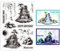 GLOBLELAND Steingarten Brunnen, Klare Stempel, Pflanzen, Vögel, Silhouetten, Klare Stempel, Libellen Silikonstempel Für DIY Scrapbooking, Fotoalbum, Dekorative Karten, Heimdekoration, 6.3x4.33Zoll