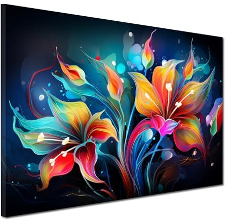 Blumen leuchtend blue style Wandbild Leinwandbild Kunstdruck XXL Deko Größe 60x40x2cm