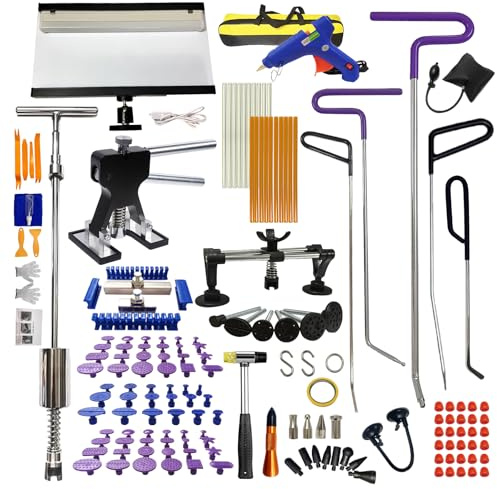 Chymogul 168 Pcs Paintless Dent Removal Rods, Paintless Dent Repair Tools, Black Lifter Puller Car Dent Repair Kit, Car Dent Puller with Manganese Steel Material, Dent Removal Kit for Dent Repair