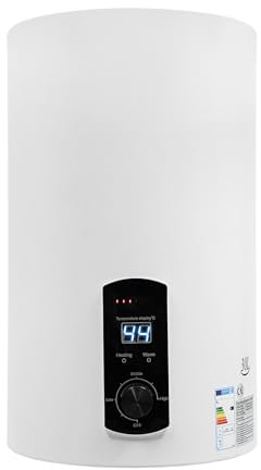 Elektro Warmwasserspeicher 30 L, Vertikal Boiler - 2000W Wandhängend Warmwasserspeicher, Warmwasserboiler mit Digitale Temperaturanzeigepanel und Temperatureinstellungsknopf, IPX4