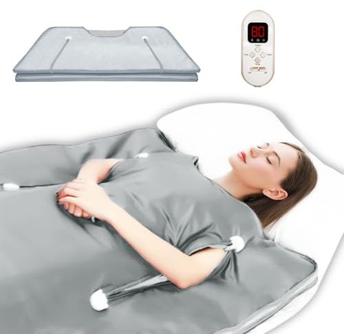 Infrared Sauna Blanket, Far Infrared Sauna for Home Detox Relaxation, Portable Sauna Infrared Blanket, 113-176℉, 30-60 Minutes Timer