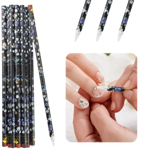 10Pcs Rhinestone Picker Wax Pencil Self-Adhesive Wax Pencil Diamond Art Tools Gem Pick Up Tool Nail Art Dotting Tool Nail Rhinestone Picker for DIY Manicure Diamond Painting Kits