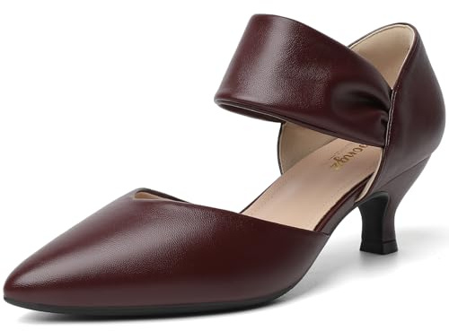RIBONGZ Women's Elegant Closed Toe Low Heel Wedding Shoes