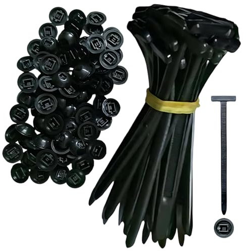 IKOPFLN 100 fibbie universali in nylon per fascette fermacavi, resistenti, autobloccanti, con design a perno e bottone, fascette in plastica per fissaggio auto, resistenti ai raggi UV