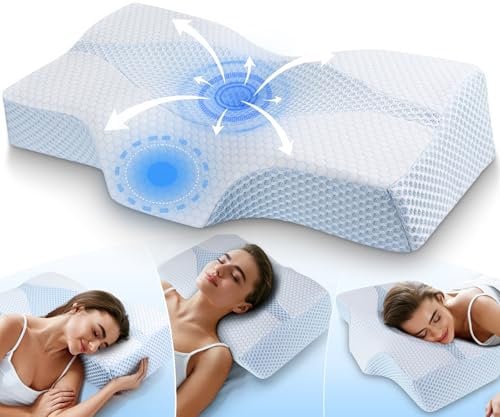Hypuno Memory Foam Nackenkissen Ergonomisches Kopfkissen für Nacken- und Schulterschmerzen - Orthopädisches Schlafkissen für Seitenschläfer, Rücken- und Bauchschläfer mit Nackenstütze