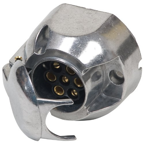 UNITEC Steckdose 7-polig, Metall, Anhängersteckdose, mit Schraubanschluss und Klappdeckel, Belastbarkeit: 25 A bei 12 V, 1 Stück