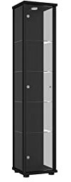 K-Möbel Glasvitrine Stehend (176x37x33cm) - Made in Germany - Vitrinenschrank Schwarz mit 4 höhenverstellbaren Glasböden & LED - Vitrine Glas stehend - Glasschrank - Display Cabinet