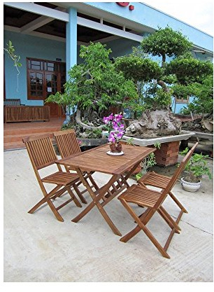 CHARLES BENTLEY FSC Acacia Hardwood Garden Dining Set, Large 120x70x74cm