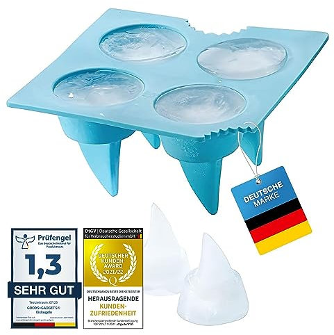 Eiswürfelform Silikon Ice Cube Tray; Eiswürfelschale Eis-Würfel-Maker; Eiskalte Getränke mit Eye-Catcher Eiswürfel für Whisky, Cocktails, Saft uvm. (Haifischflossen)