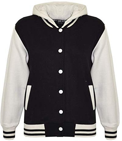 A2Z 4 Kids Mädchen Jungen B.B Kapuzenjacke Unifarben Varsity Klassisch Baseball Stil - B.B Plain Hooded Jacket Black 7-8