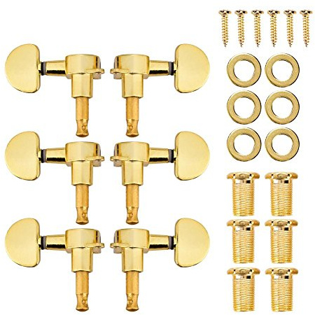 Dilwe 3L3R Gitarre Tuning Pegs, Glod Geschlossene Locking Tuners Zinklegierung Mechaniken ErsatzteileGuitar General AccessoriesAllgemeines Gitarrenzubehör