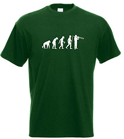 Kiwistar - T-Shirt - flaschengrün - Posaune Trompete Evolution Motiv Bedruckt Funshirt Design Print - mit Motiv Bedruckt - Funshirt Design - Sport - Freizeit - Herren - M