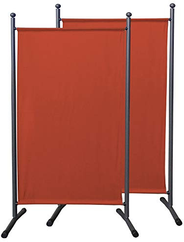 QUICK STAR 2 Stück Paravent 180 x 78 cm Rotorange - Raumteiler Stellwand Blickdicht Innen & Außen - Garten & Balkon Sichtschutz Trennwand