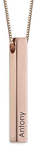 MYKA 3D Rose Gold Bar Engraved Necklace - Custom Personalised Jewellery- Love Gift For Her