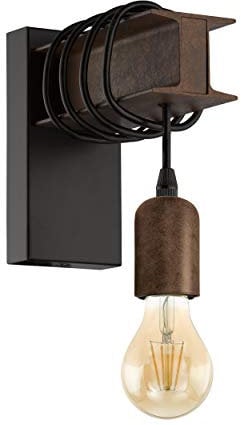EGLO Wandlampe Townshend 4, 1 flammige Vintage Wandleuchte im Industrial Design, Retro Lampe aus Stahl in Rostoptik, E27 Fassung